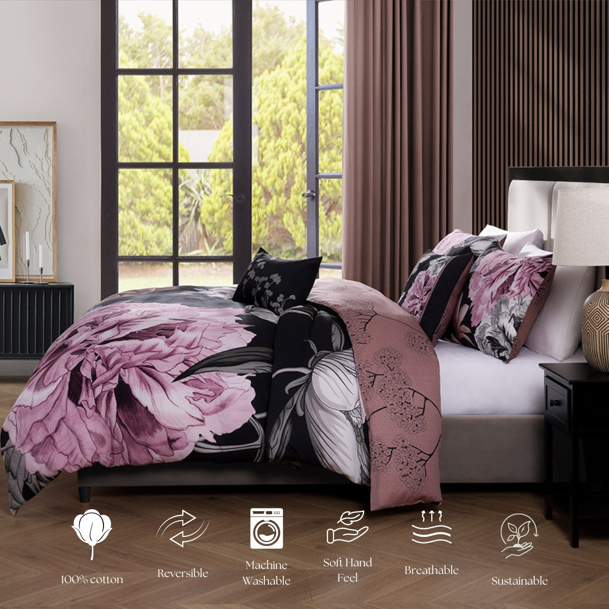 Bebejan Midnight Meadow 5 Piece Reversible Comforter Set