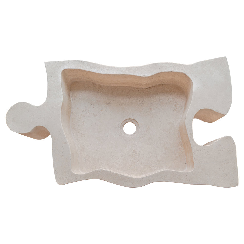 Natural Stone Beige Travertine Above Counter Puzzle Shape Sink (W)16