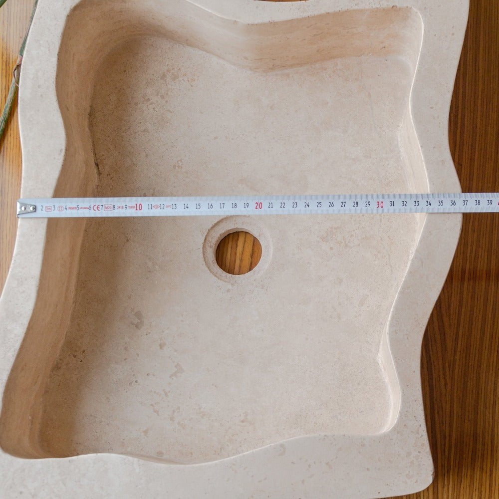 Natural Stone Beige Travertine Above Counter Puzzle Shape Sink (W)16
