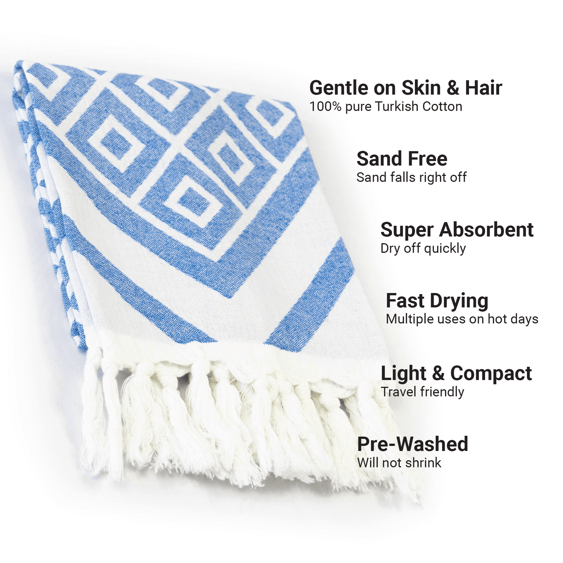 Turkish Towel | Hand Towel | Blue + White