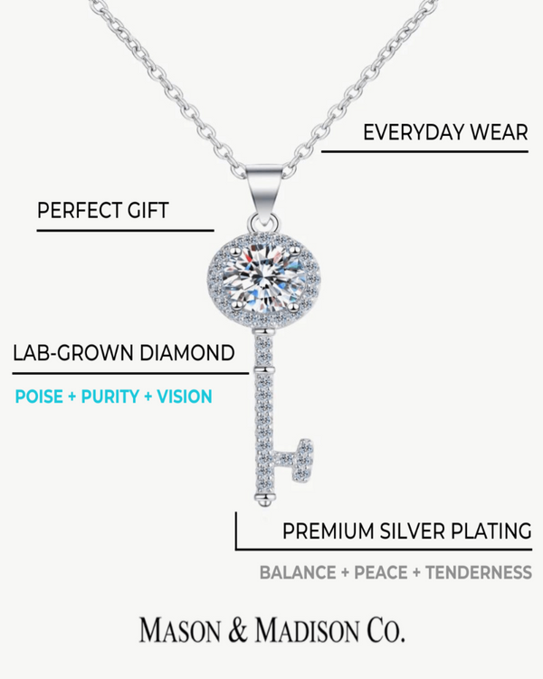 Best Trending Trendy Diamond Key Pendant Necklace Jewelry Gift on Sale for Women, Lady, Mother, Wife