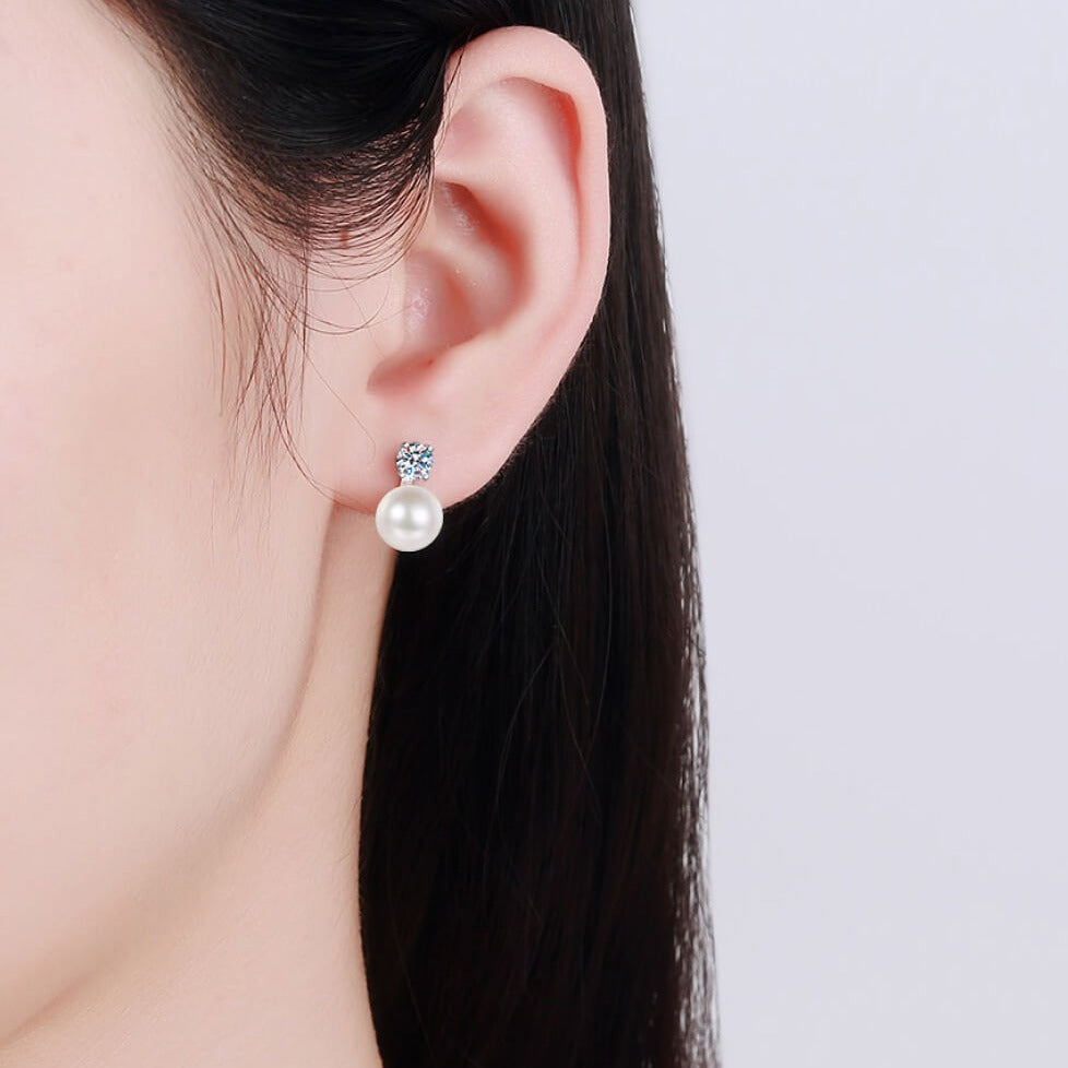 0.5 Carat Diamond with Pearl Stud Earrings