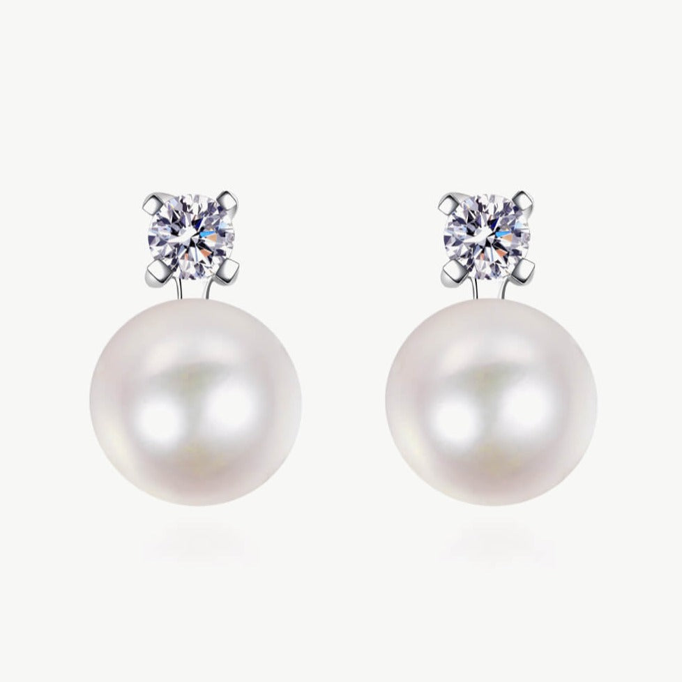 0.5 Carat Diamond with Pearl Stud Earrings