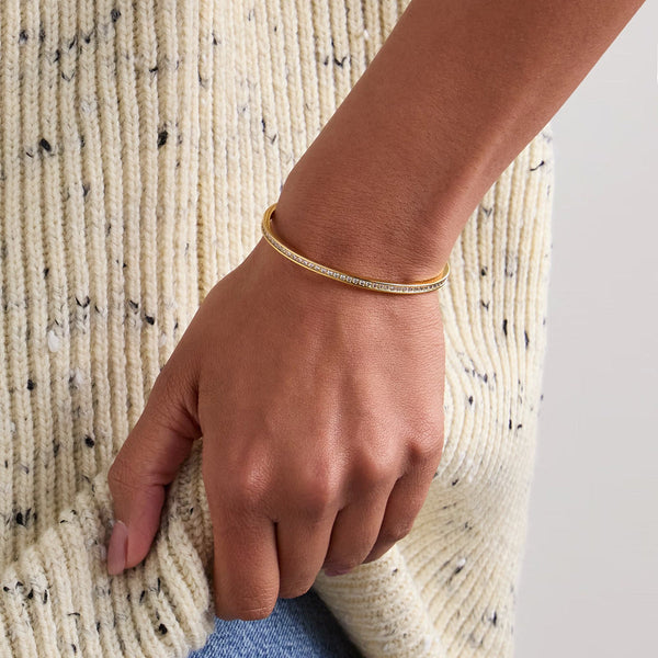 Tennis Diamonds Gold Cuff Bracelet
