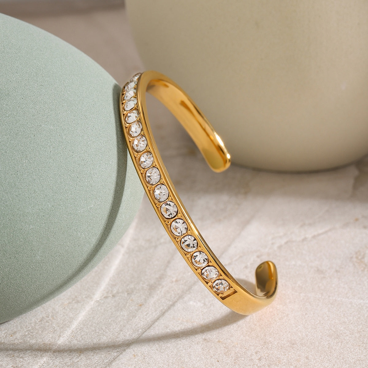 Tennis Diamonds Gold Cuff Bracelet