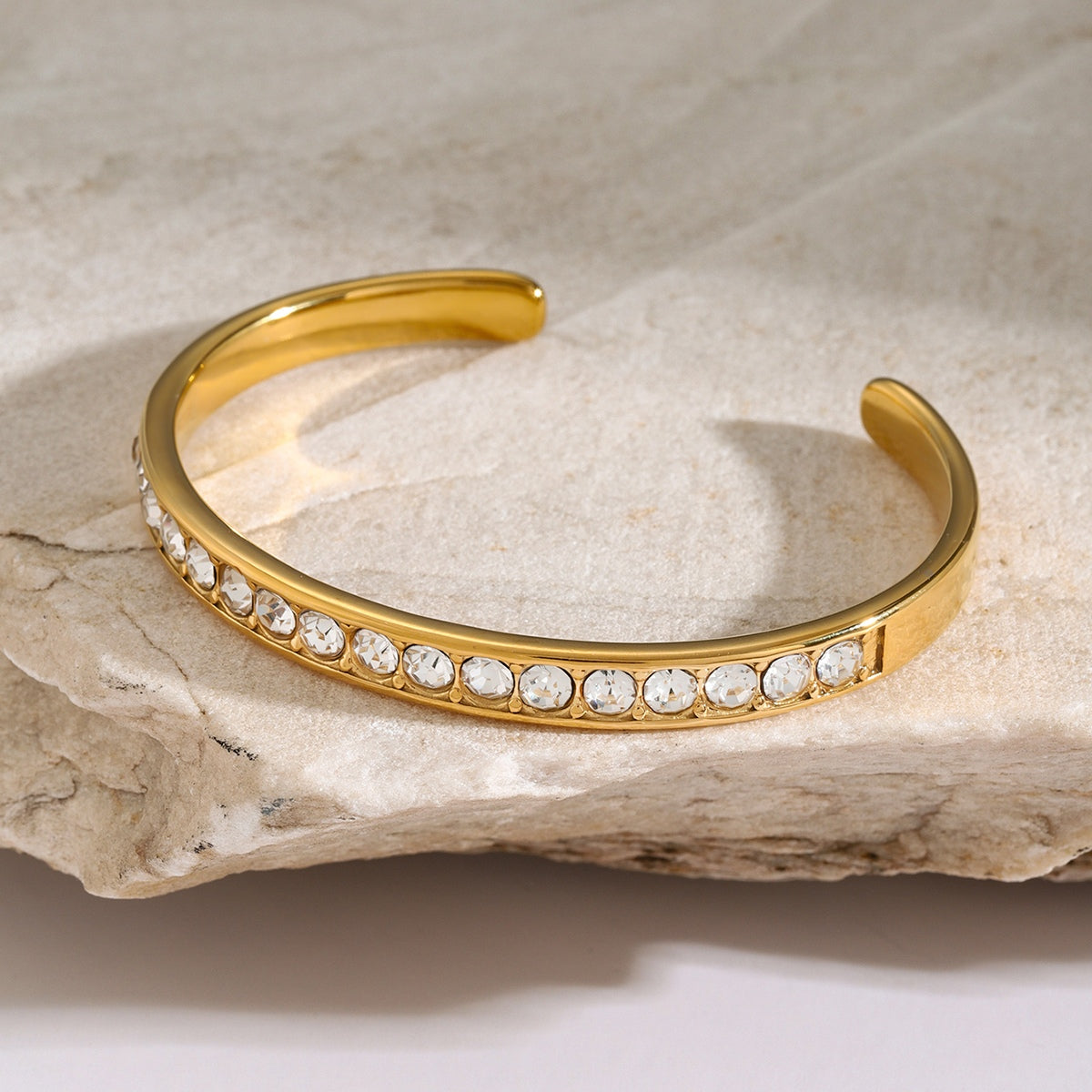 Tennis Diamonds Gold Cuff Bracelet