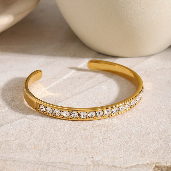 Tennis Diamonds Gold Cuff Bracelet
