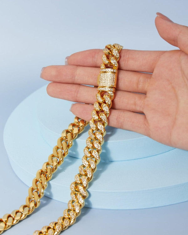 Best Trending Trendy Gold Diamond Chain Necklace Bracelet Bundle Set Jewelry Gift on Sale for Women, Lady, Mother, Wife