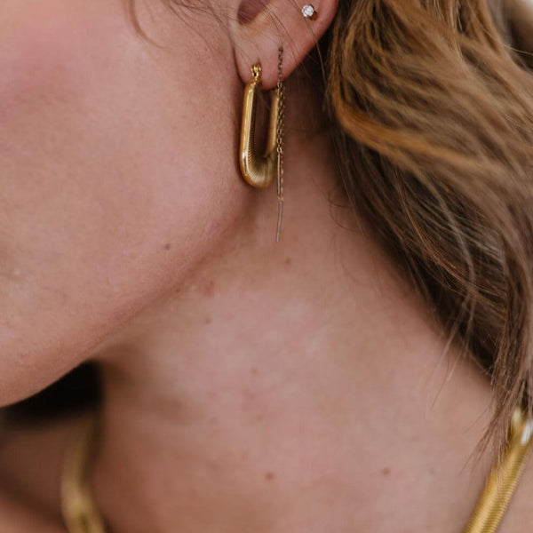 Good Luck Charm Screw-Thread U-Hoop Earrings