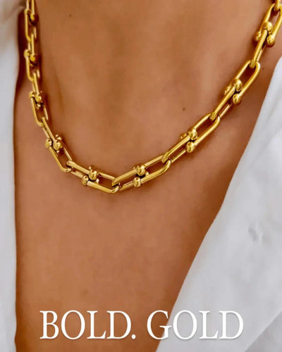 Best Trending Trendy Gold Link Chain Necklace Bracelet Bundle Set Jewelry Gift on Sale for Women, Lady, Mother, Wife