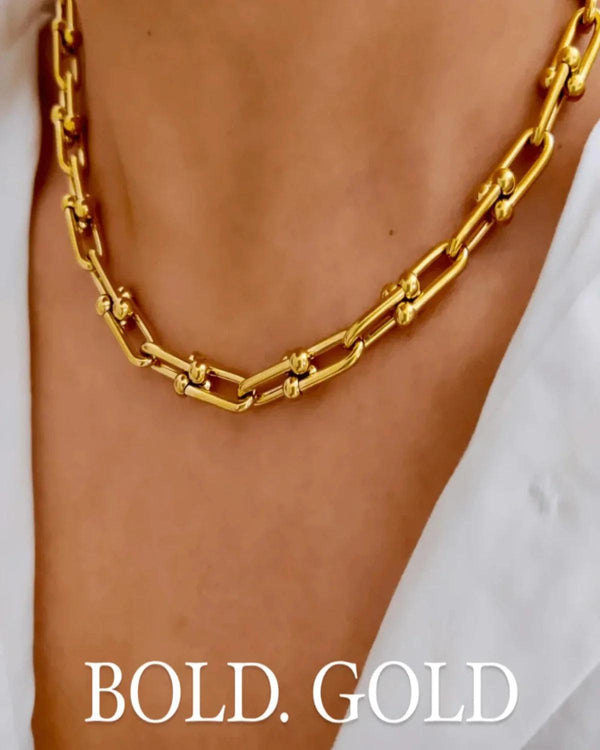 Best Trending Trendy Gold Link Chain Necklace Bracelet Bundle Set Jewelry Gift on Sale for Women, Lady, Mother, Wife