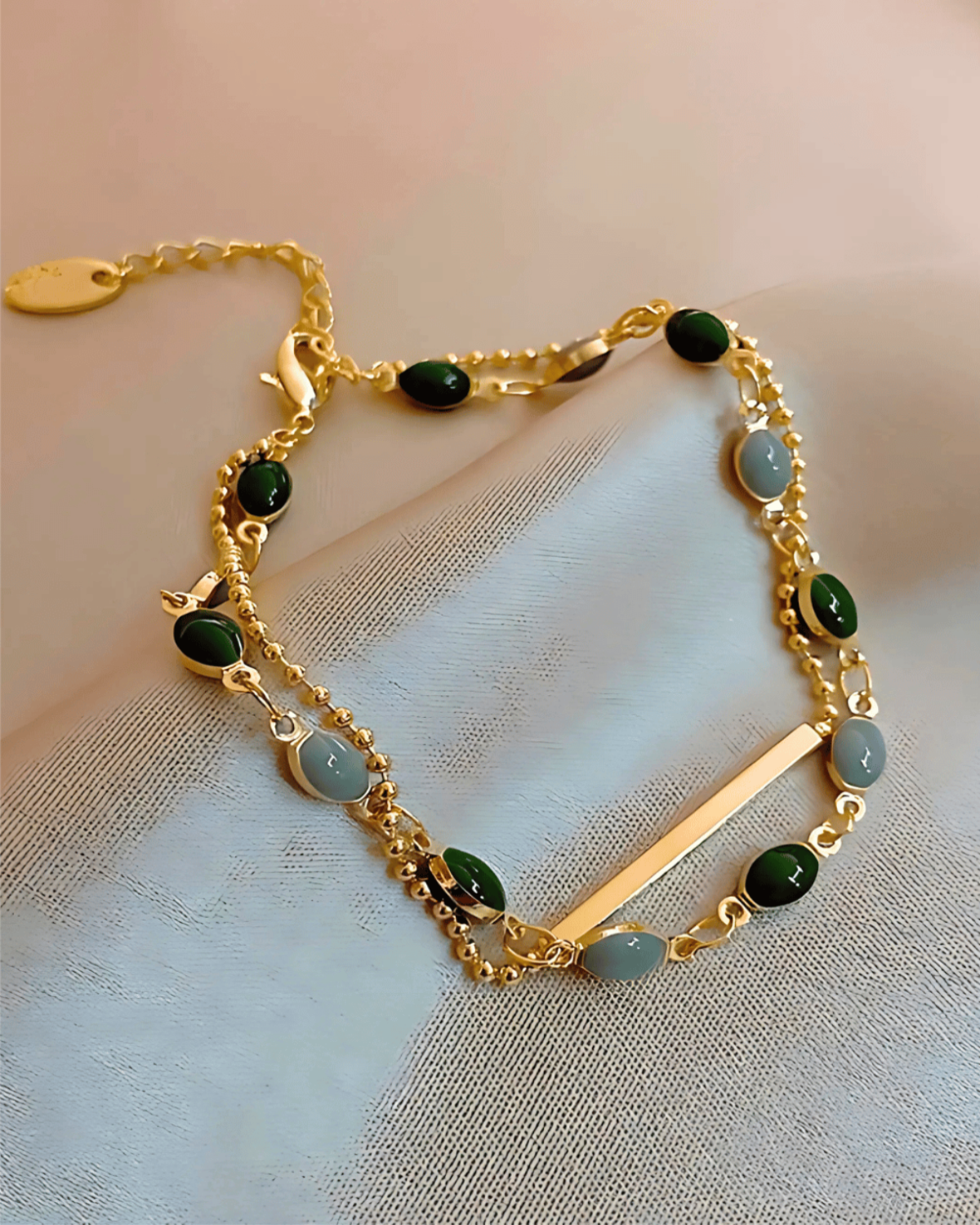 Best Trending Trendy Gold Chain Bracelet with Jade Jewelry Gift on Sale for Women, Lady, Mother, Wife