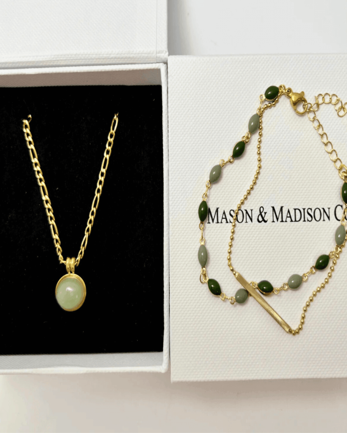 Best Trending Trendy Jade Necklace Bracelet Bundle Set Jewelry Gift on Sale for Women, Lady, Mother, Wife
