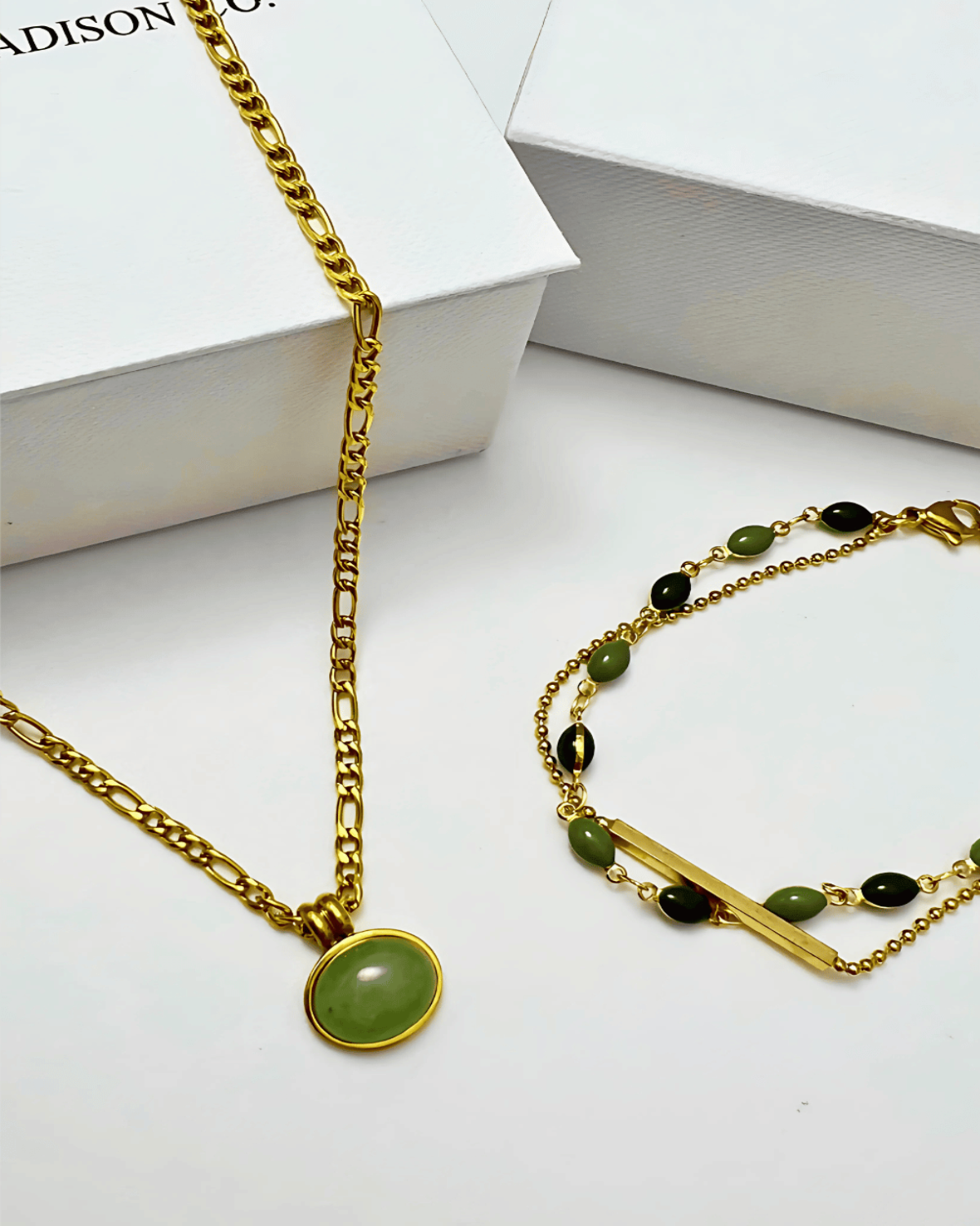 Best Trending Trendy Jade Necklace Bracelet Bundle Set Jewelry Gift on Sale for Women, Lady, Mother, Wife