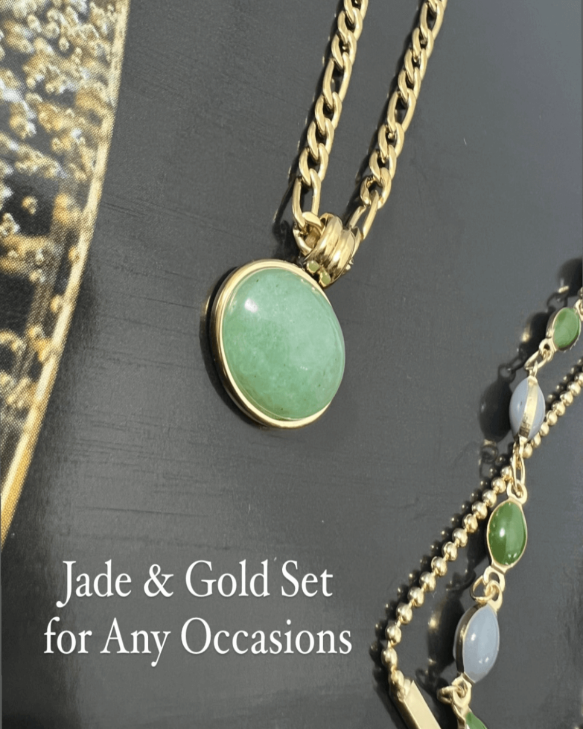 Best Trending Trendy Jade Necklace Bracelet Bundle Set Jewelry Gift on Sale for Women, Lady, Mother, Wife