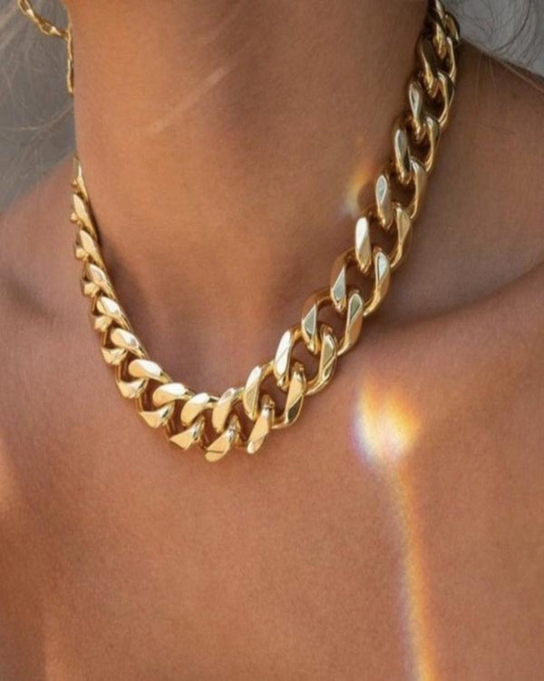 Best Trending Trendy Gold Chunky Chain + Cable Chain Necklace Stack Bundle Jewelry Gift on Sale for Women, Lady, Mother, Wife