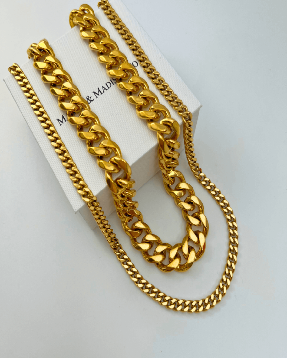 Best Trending Trendy Gold Chunky Chain + Cable Chain Necklace Stack Bundle Jewelry Gift on Sale for Women, Lady, Mother, Wife