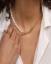 Best Trending Trendy Pearl Chain Necklace Earrings Ring Bundle Set Jewelry Gift on Sale for Women, Lady, Mother, Wife