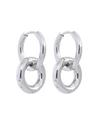 Silver Hoops Earrings - Double Circle