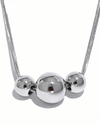 Silver Pendant Necklace - Triple Beads