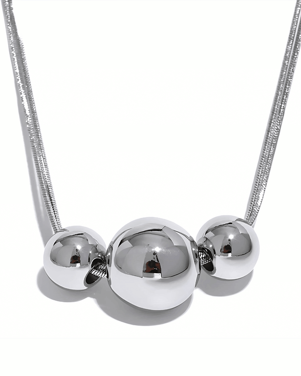Gold Pendant Necklace - Triple Beads