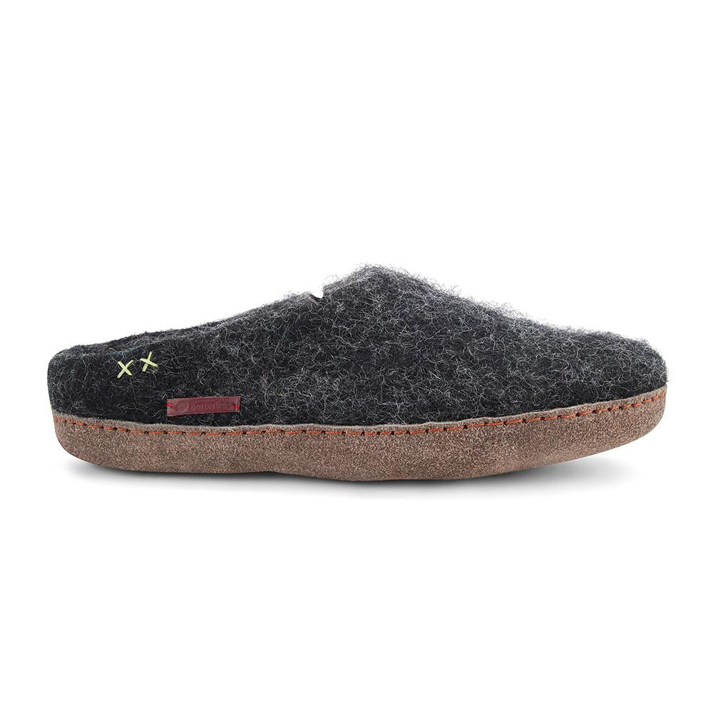 Classic Slipper - Black with Leather