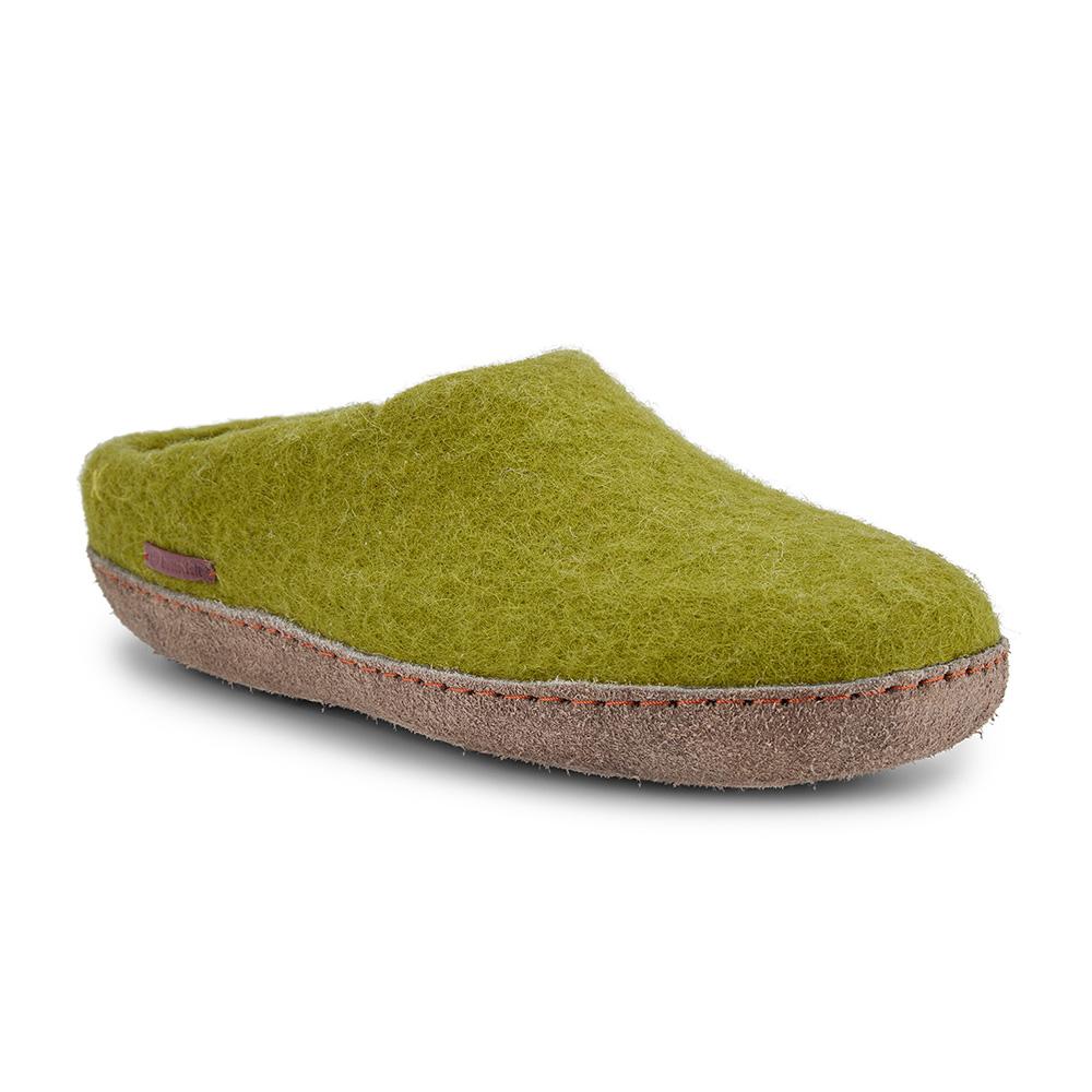 Classic Slipper - Lime Green with Leather