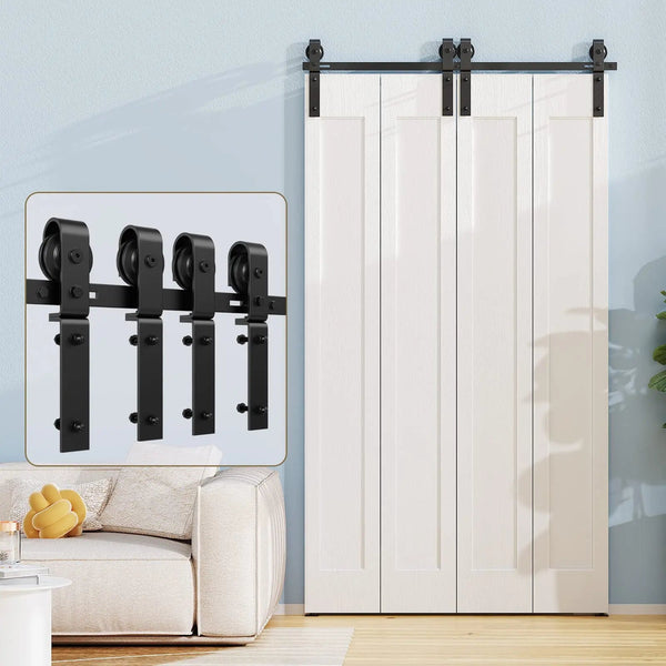 Bi-Folding Sliding Barn Door Hardware Track Kit (No Door)