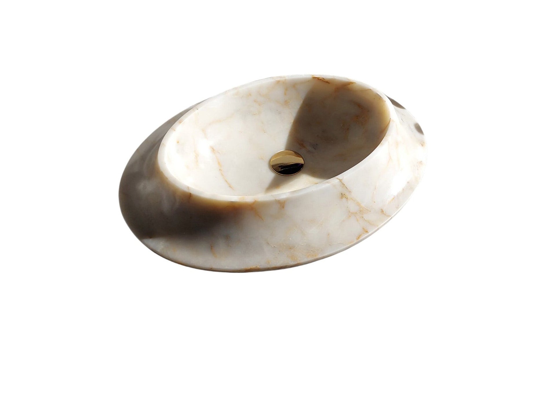 Bianco Gold Marble Special Design Oval Sink Polished (W)15.7
