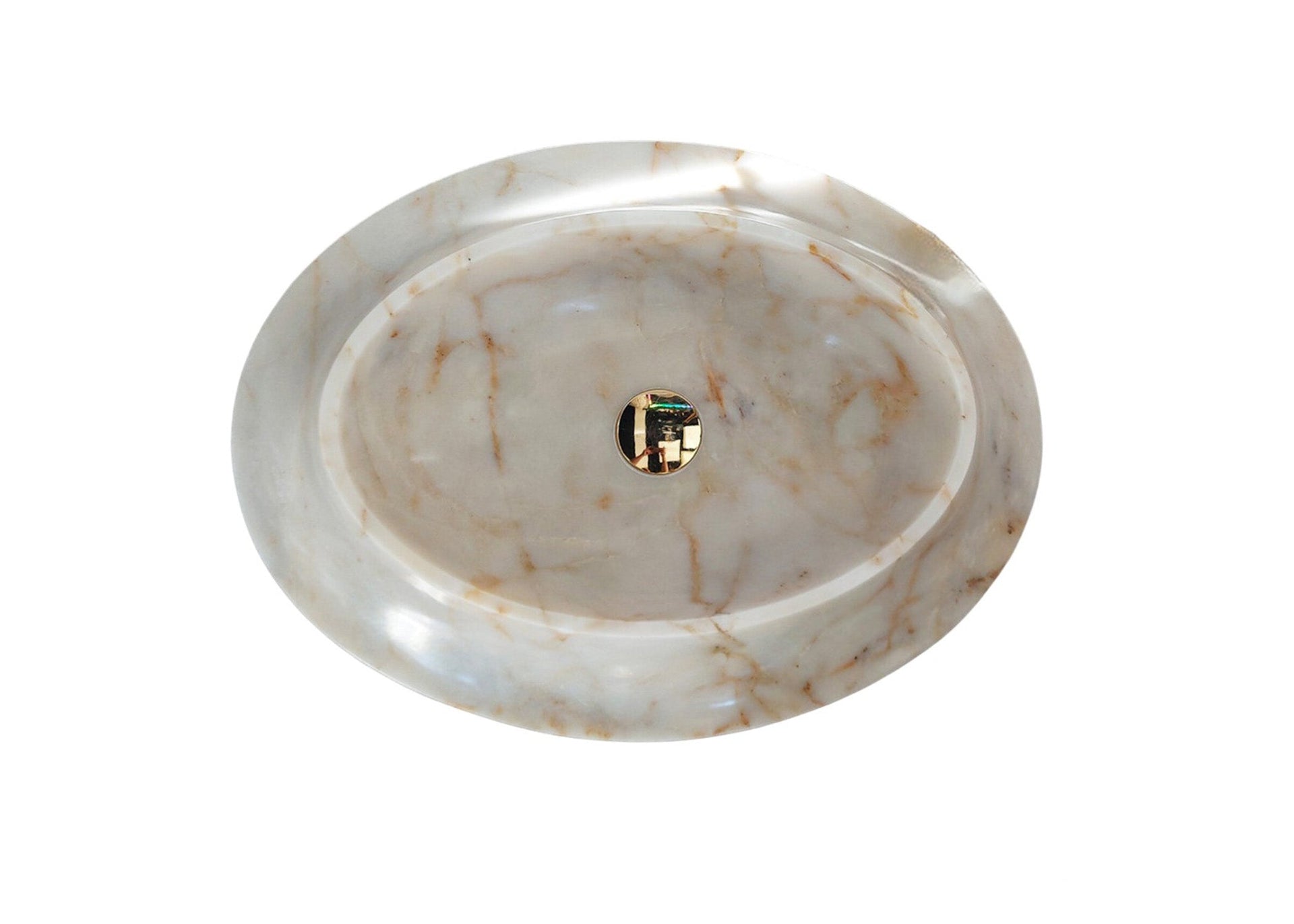 Bianco Gold Marble Special Design Oval Sink Polished (W)15.7