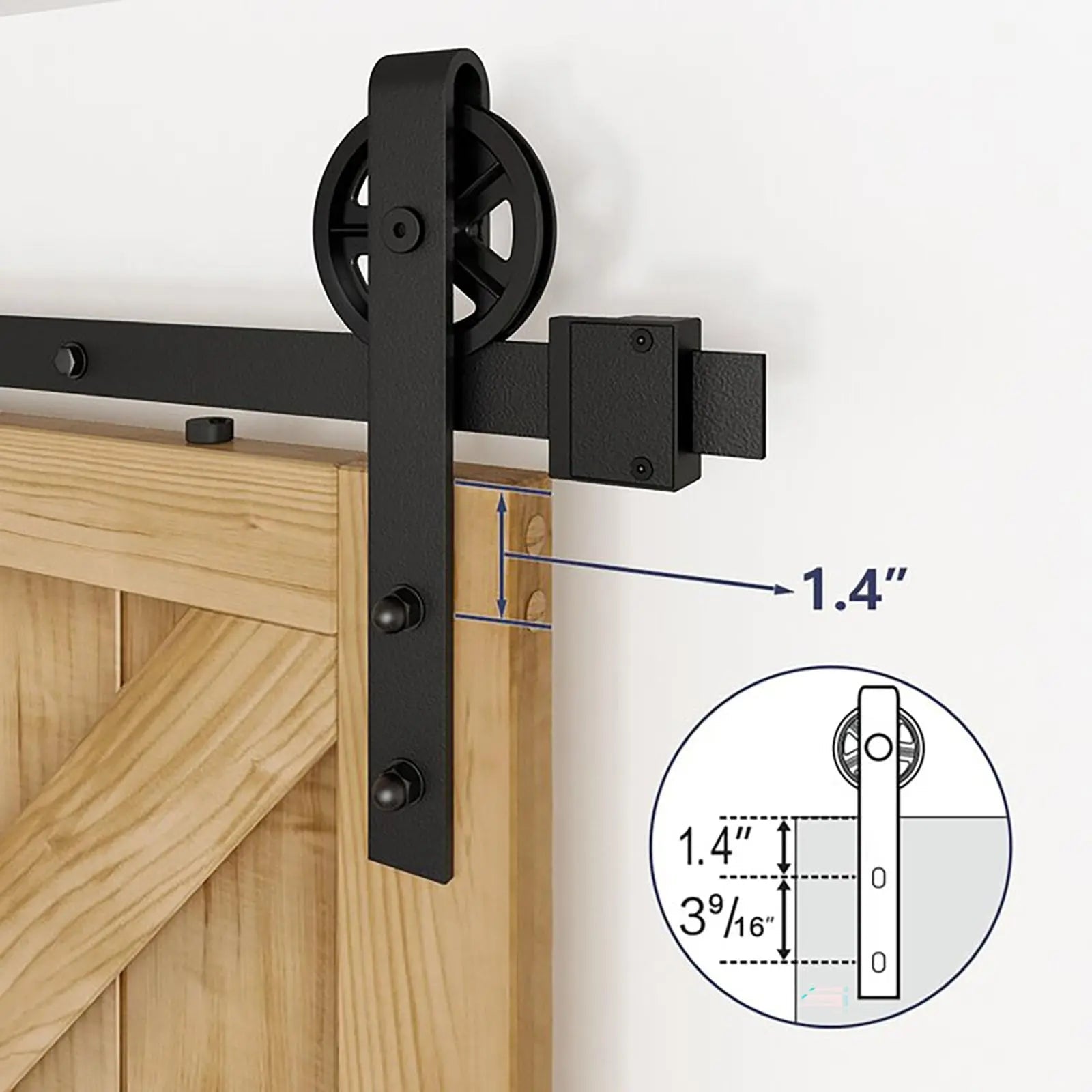 Big Spoke Wheel Roller Sliding Barn Door Hardware Kit (No Door)