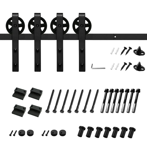 Big Spoke Wheel Roller Sliding Barn Door Hardware Kit (No Door)
