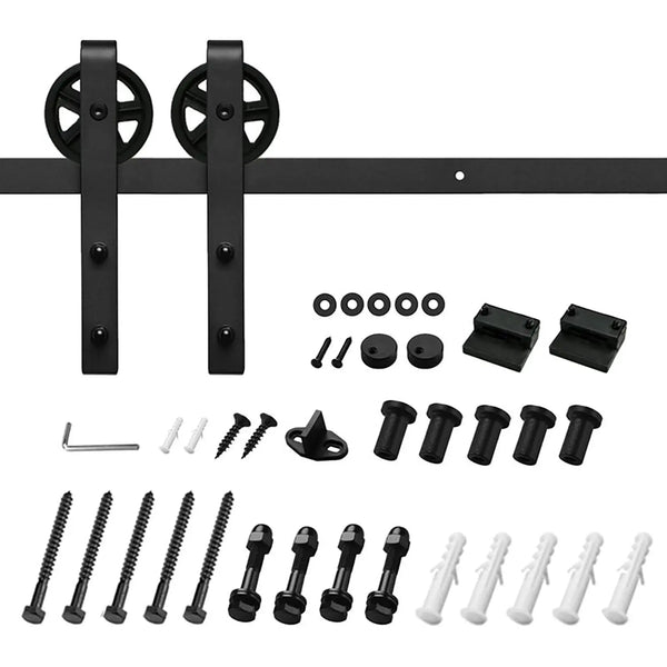 Big Spoke Wheel Roller Sliding Barn Door Hardware Kit (No Door)