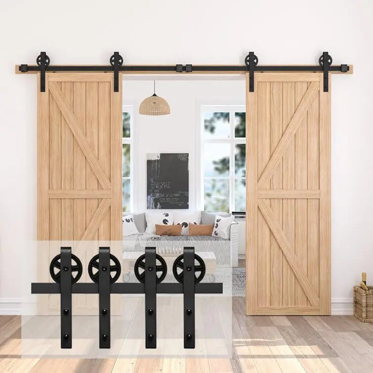 Big Spoke Wheel Roller Sliding Barn Door Hardware Kit (No Door)