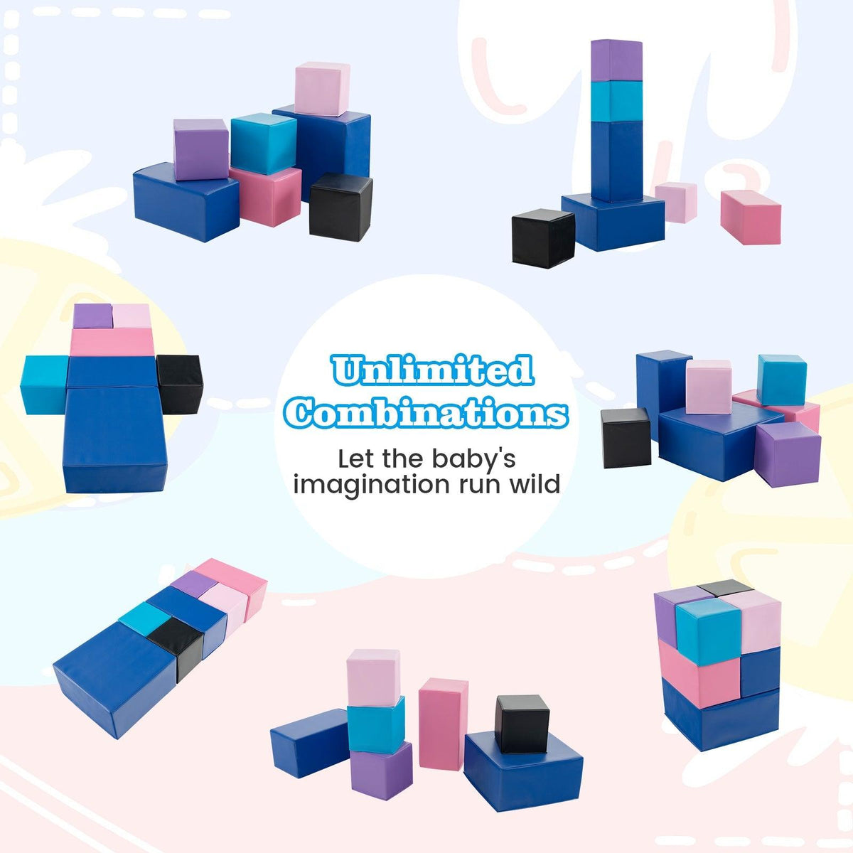 7-Piece Big Foam Building Blocks for Toddlers and Kids