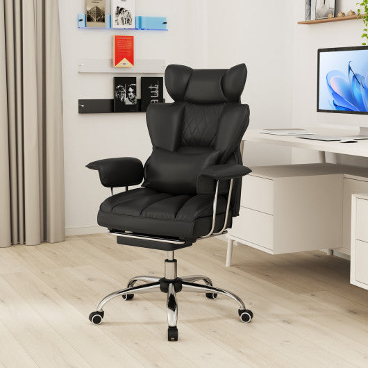 Big and Tall Executive Office Desk Chair with Footrest-Black