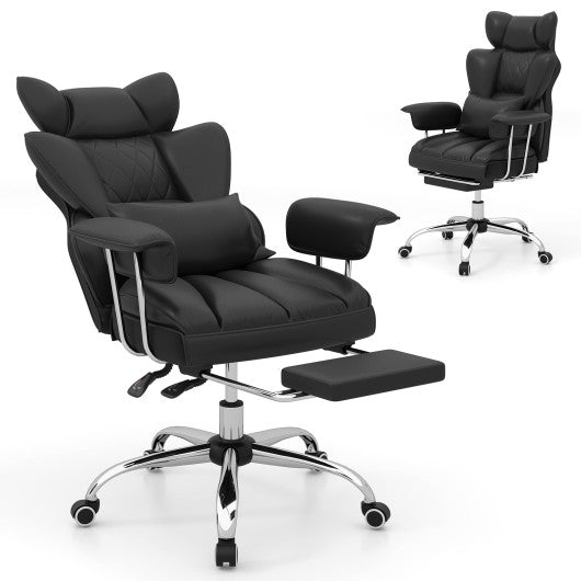 Big and Tall Executive Office Desk Chair with Footrest-Black