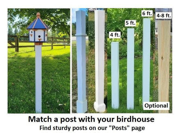 Amish Poly Gazebo Birdhouse with 3 Nesting Holes – Durable Outdoor Bird House (Post Not Included)
