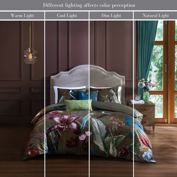 Bebejan Birds on Chocolate Brown 5 Piece Reversible Comforter Set