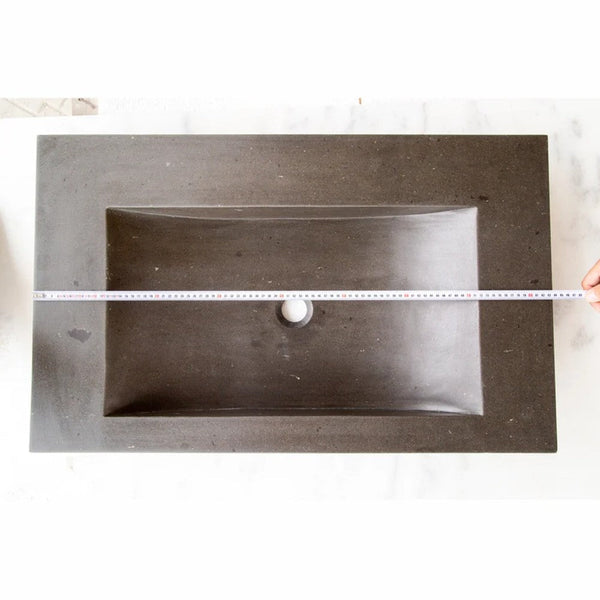 Black Andesite Natural Stone Rectangular Sink Honed/Matte (W)20