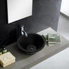 Black Andesite Natural Stone V-Shape Tapered Sink Honed-Matte  (D)16