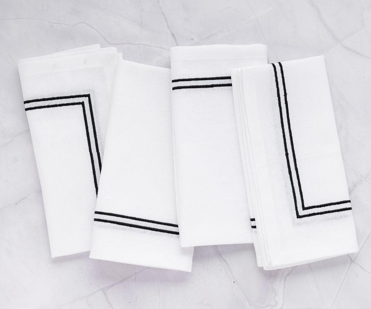 Embroidery Napkins - Black Dinner Napkins
