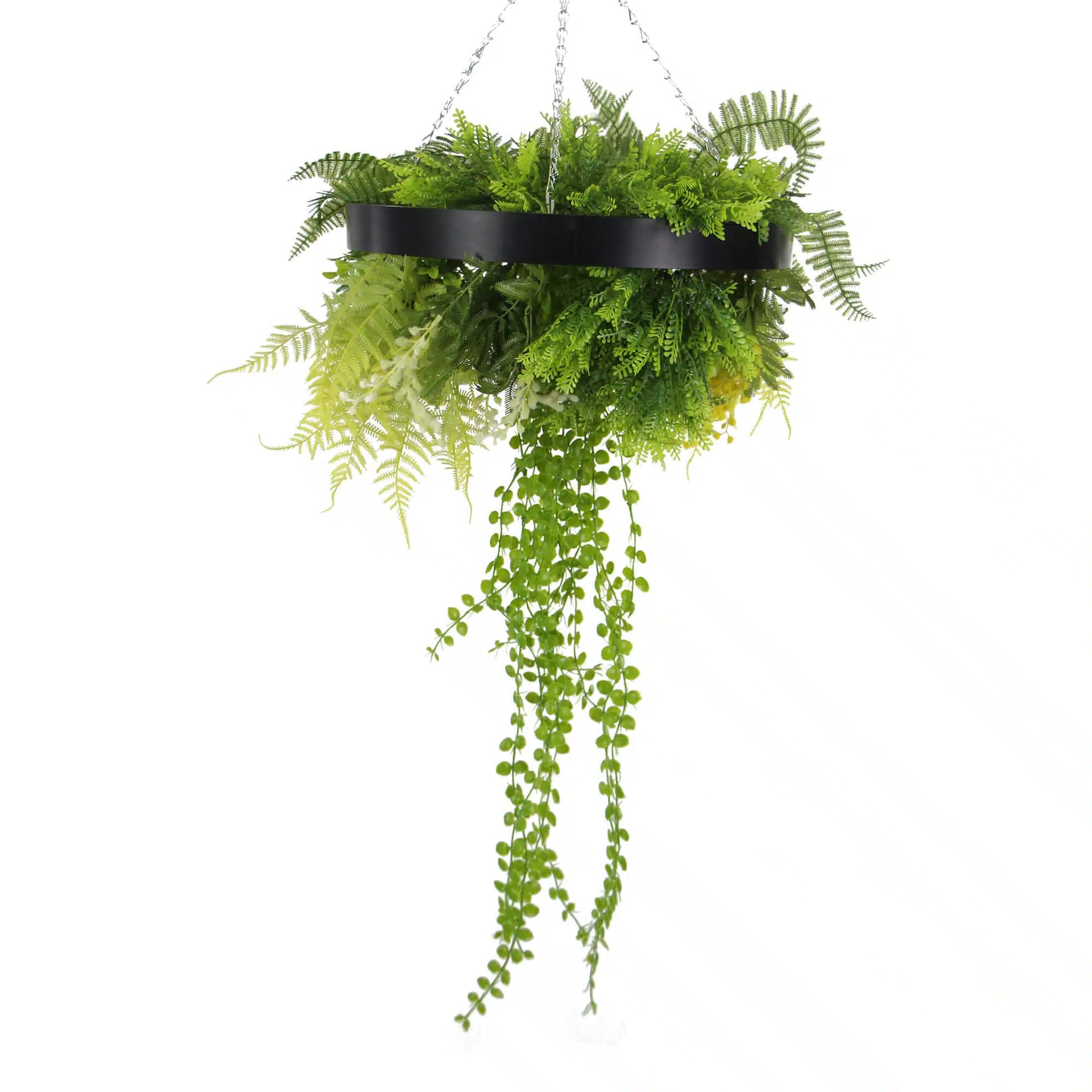 Draping Plant Artificial Roof Hanging Disc 25in – Black Frame – UV Resistant
