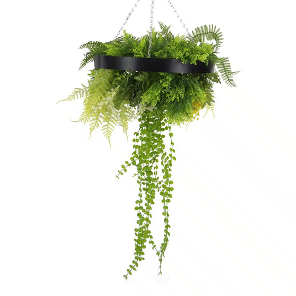 Draping Plant Artificial Roof Hanging Disc 25in – Black Frame – UV Resistant