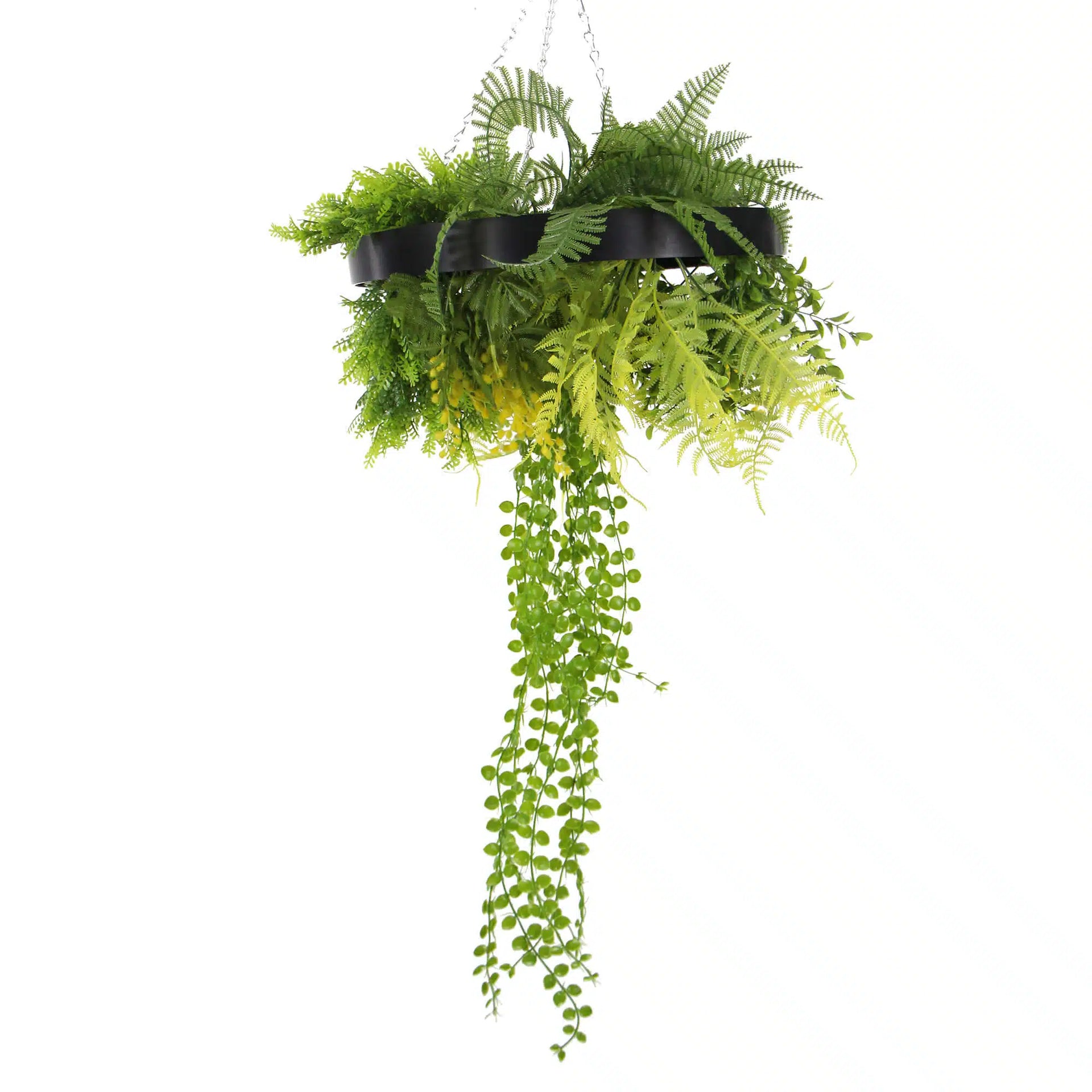 Draping Plant Artificial Roof Hanging Disc 25in – Black Frame – UV Resistant