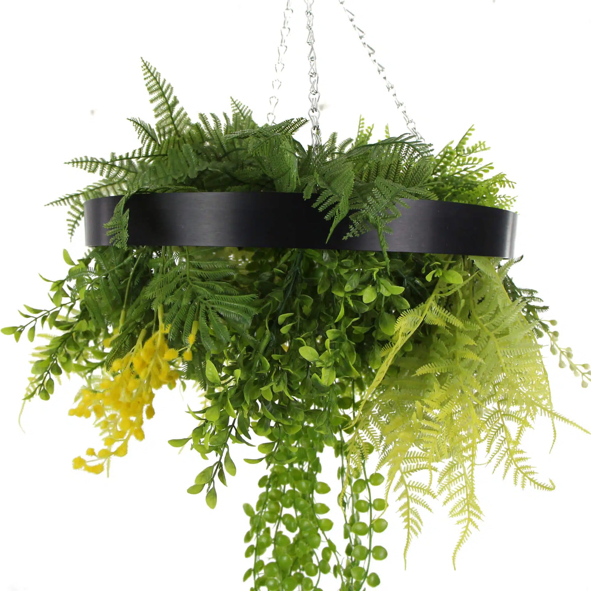 Draping Plant Artificial Roof Hanging Disc 25in – Black Frame – UV Resistant