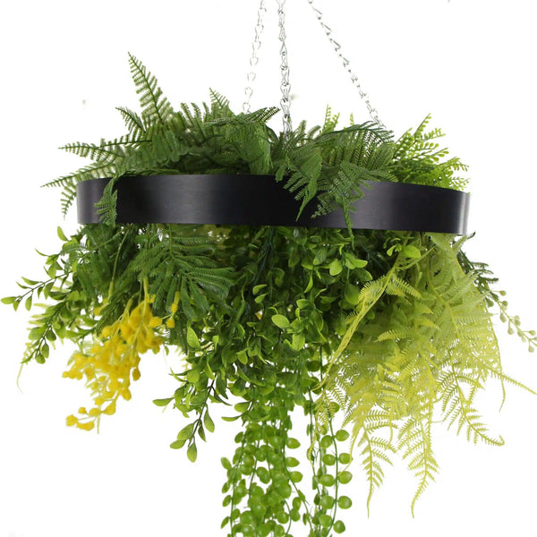 Draping Plant Artificial Roof Hanging Disc 25in – Black Frame – UV Resistant