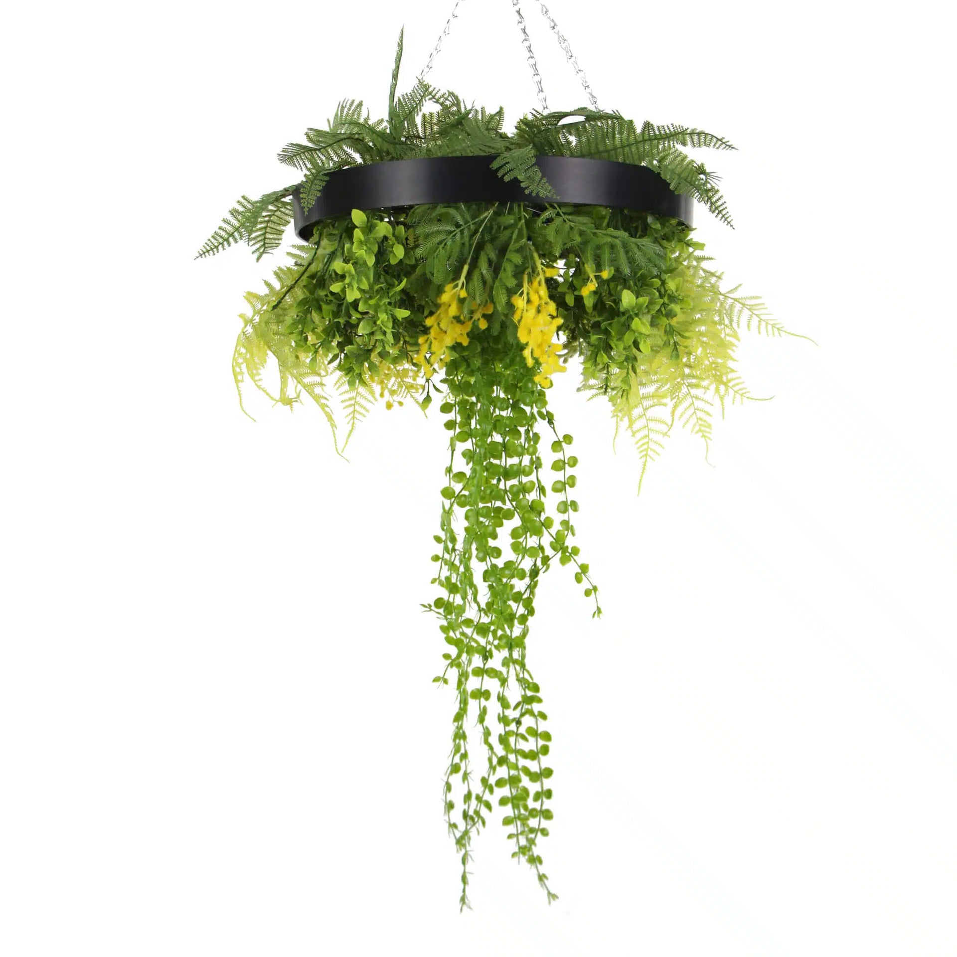 Draping Plant Artificial Roof Hanging Disc 25in – Black Frame – UV Resistant