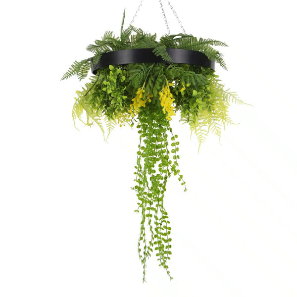 Draping Plant Artificial Roof Hanging Disc 25in – Black Frame – UV Resistant