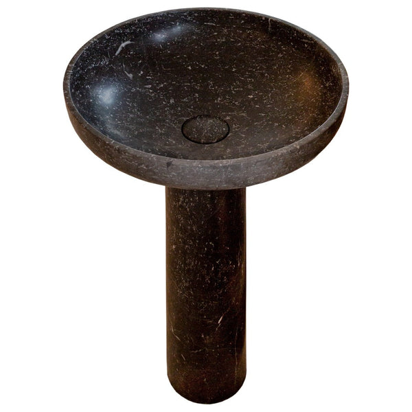 Natural Stone Black Marble Pedestal Round Sink Polished (D)20